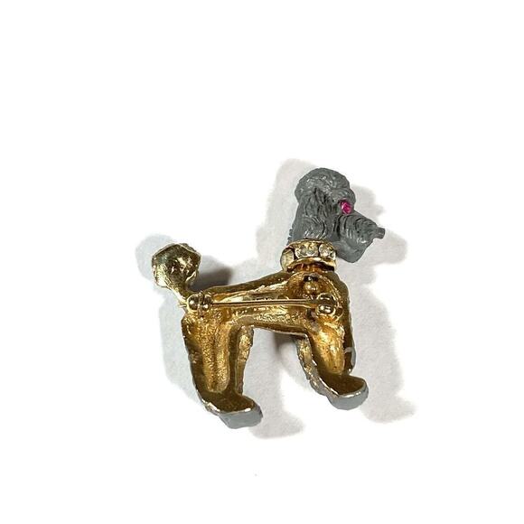 Napier Vintage Poodle Brooch Pin Rotating Swivel Head Grey - Picture 4 of 8